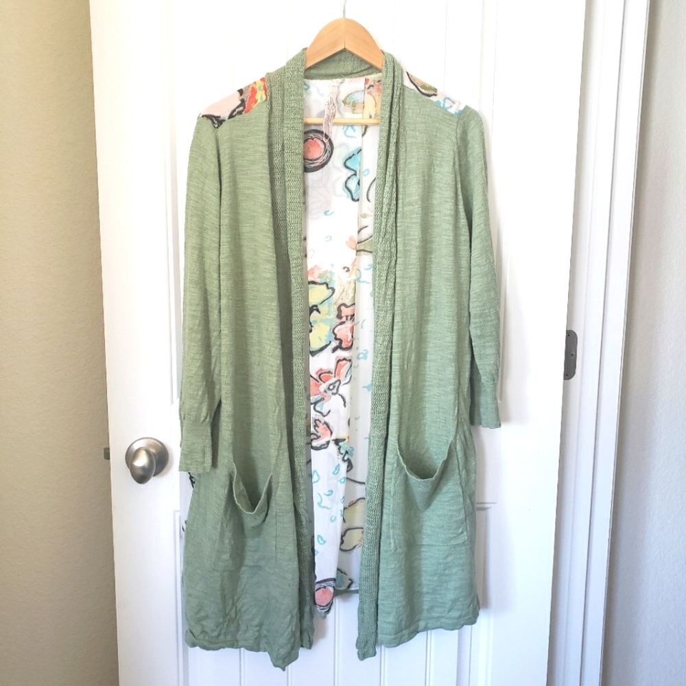 Melissa McCarthy Seven7 Green Open Front Cardigan
